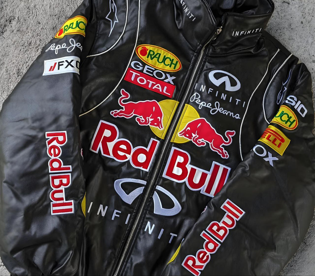 Red Bull Racing F1 Leather Jacket - Black Edition