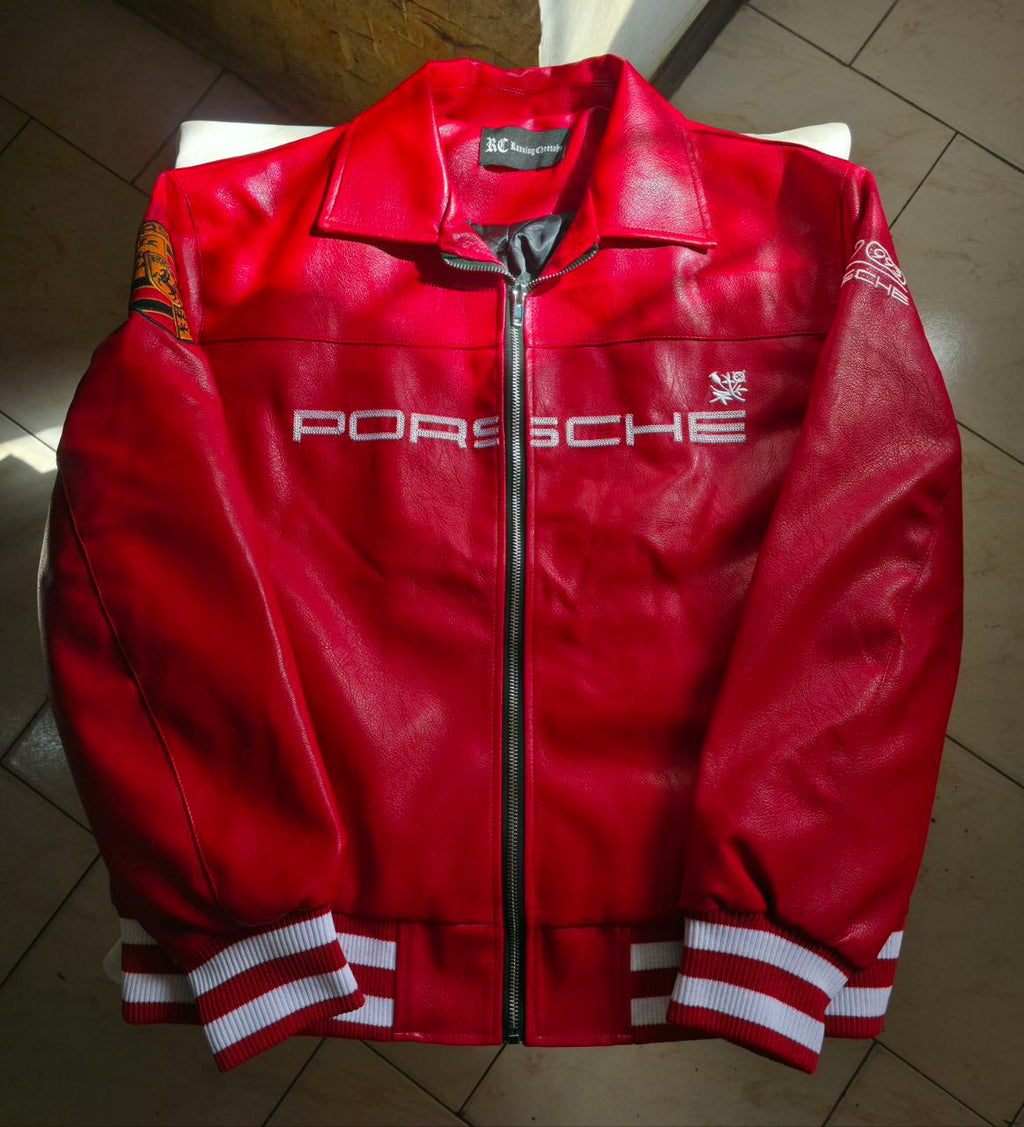 Aime Leon Dore × Porsche Red Leather Jacket