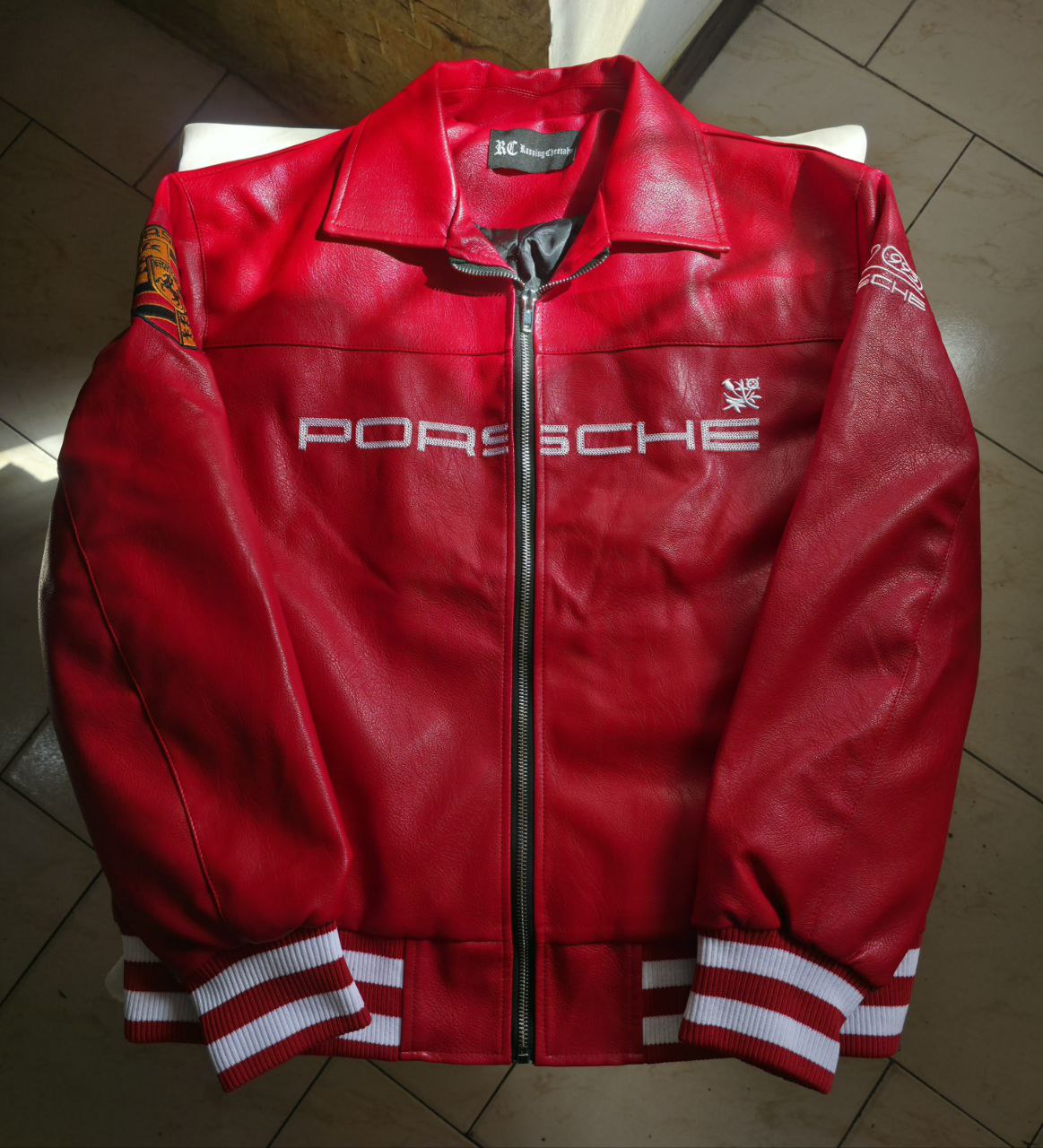 Aime Leon Dore × Porsche Red Leather Jacket