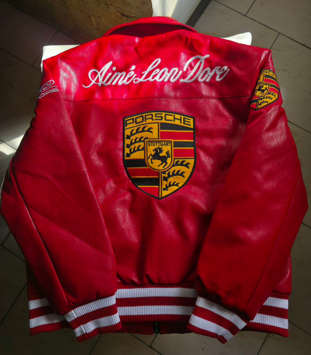 Aime Leon Dore × Porsche Red Leather Jacket
