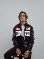 Vintage Ferrari F1 Leather Jacket - White Edition
