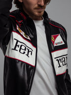 Vintage Ferrari F1 Leather Jacket - White Edition