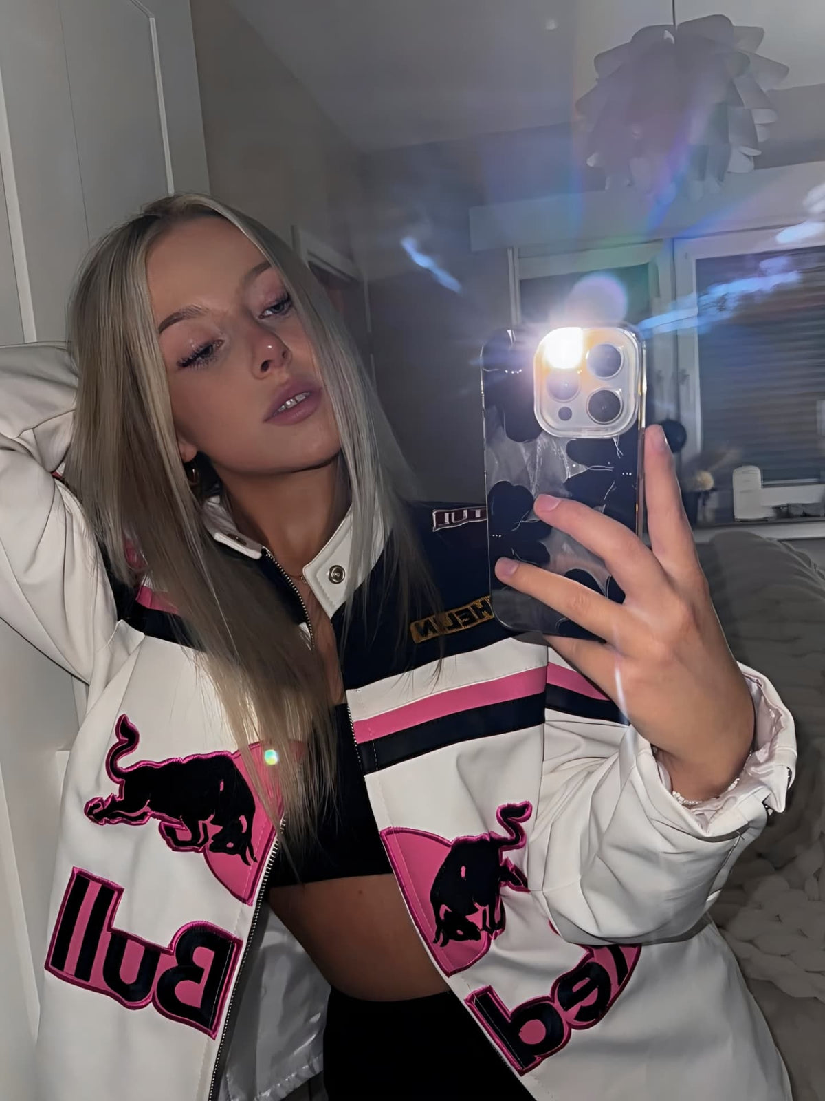 Red Bull F1 Leather Jacket - Pink Edition