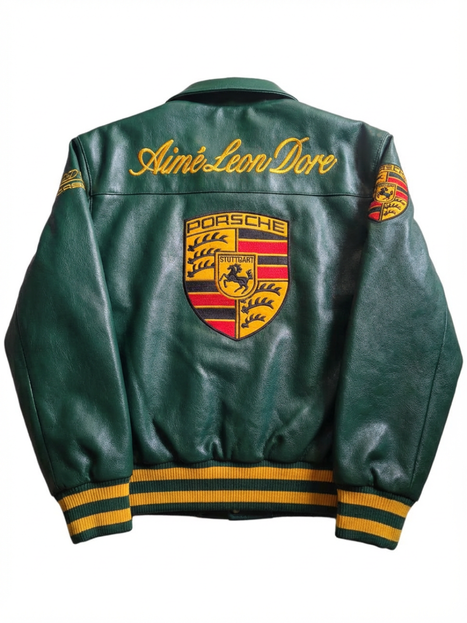 Aime Leon Dore × Porsche Green Leather Jacket