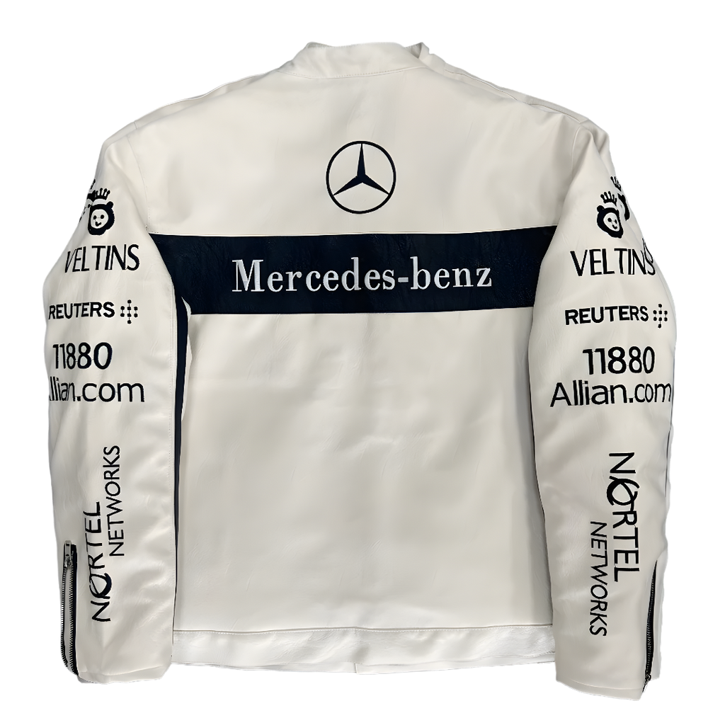 MERCEDES-BENZ White Leather Jacket