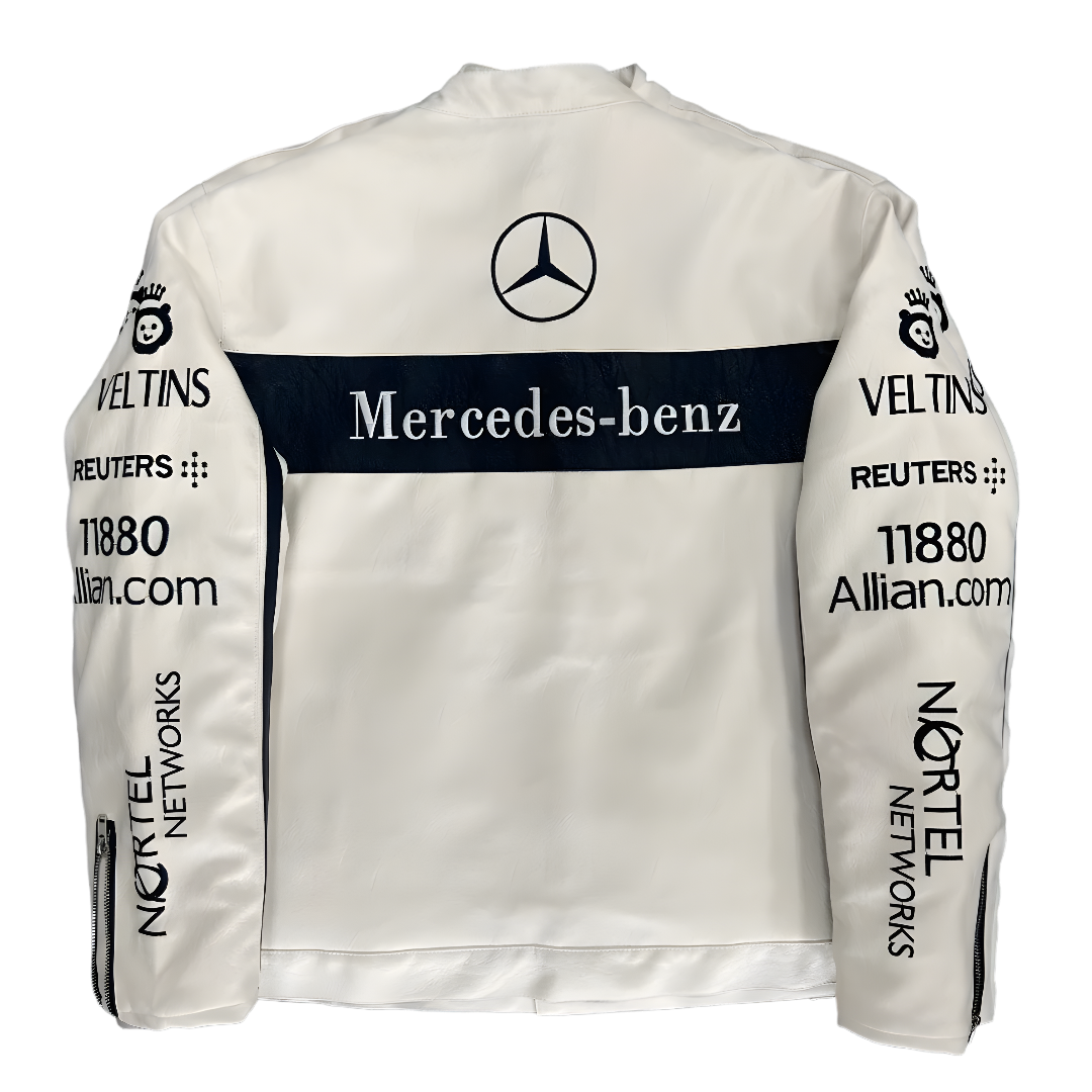 MERCEDES-BENZ White Leather Jacket