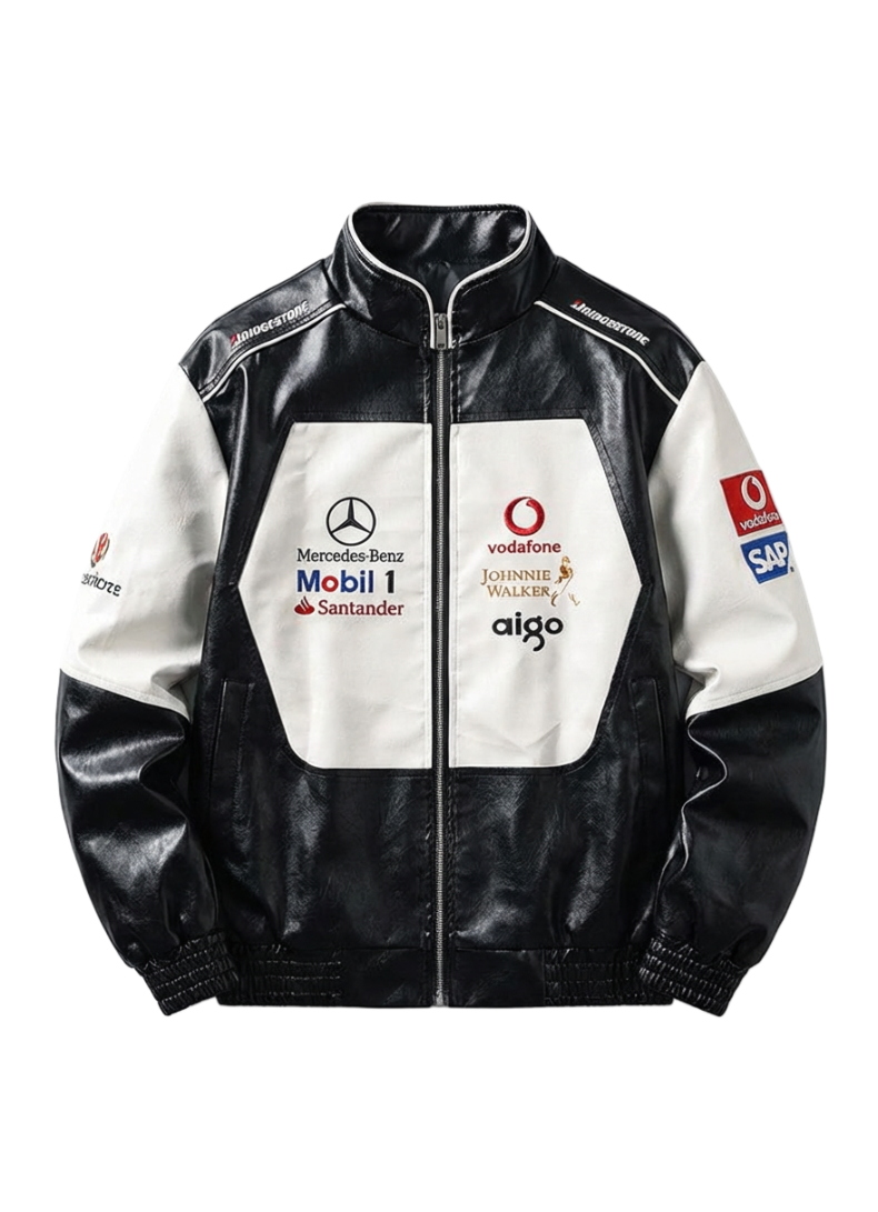 McLaren Mercedes Vintage Leather Jacket - Retro F1 Style