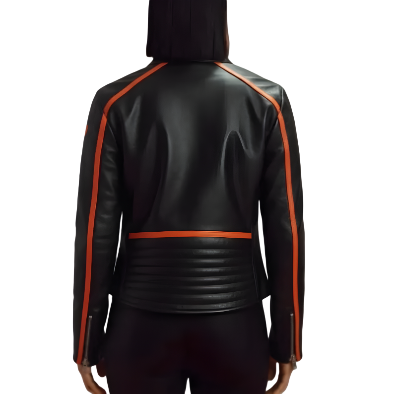 Vintage Style McLaren Racing Leather Jacket - Black and Orange