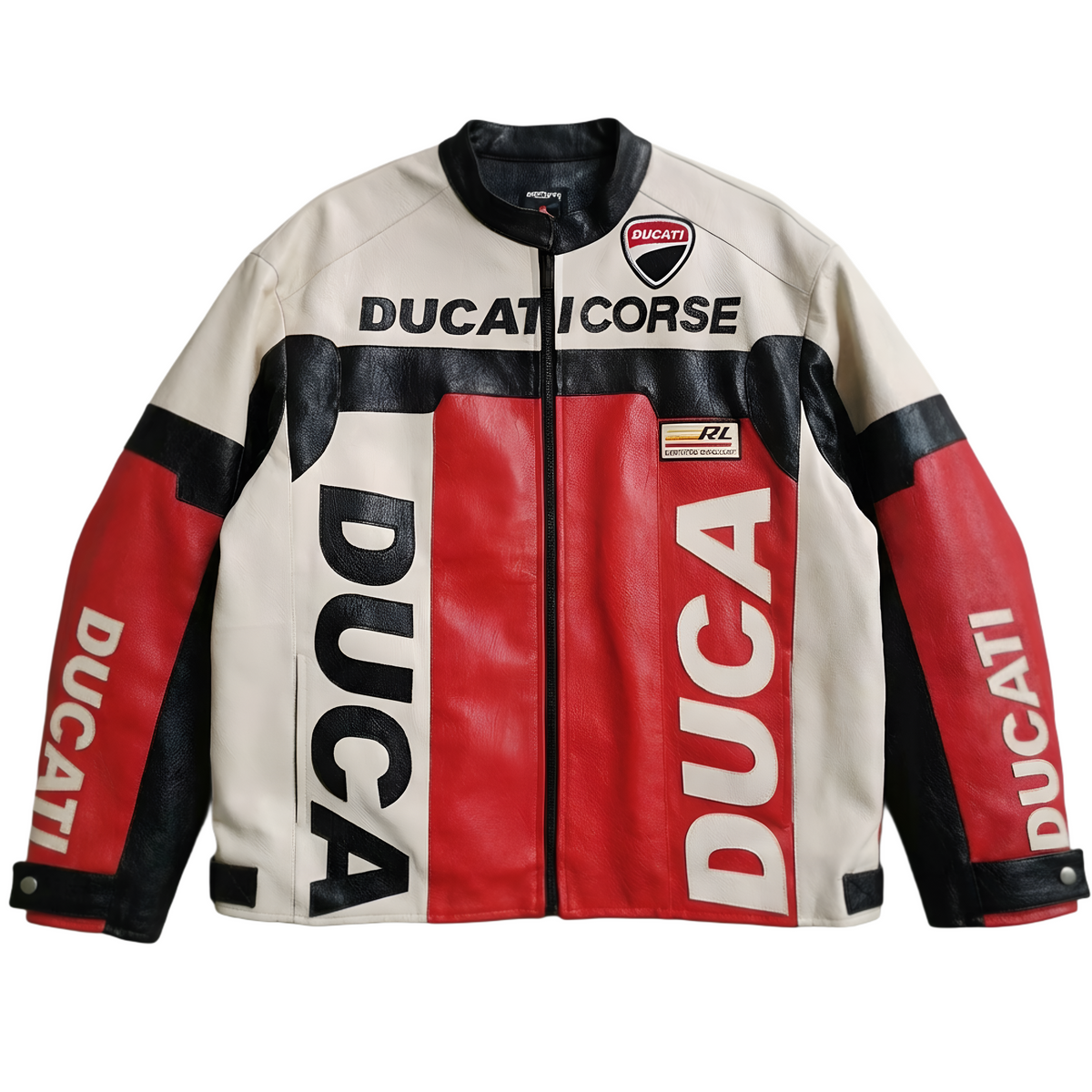 Ducati Corse Racing Leather Jacket - Tricolor Vintage Style