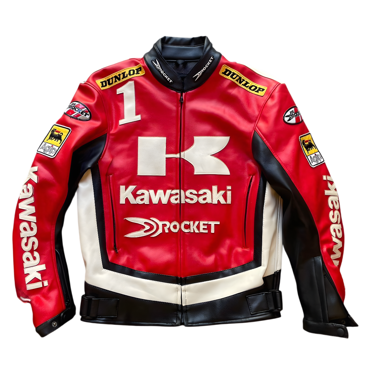 Kawasaki x Joe Rocket Racing Leather Jacket - Red and Black Edition