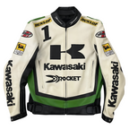 Kawasaki x Joe Rocket Racing Leather Jacket - White and Green Edition