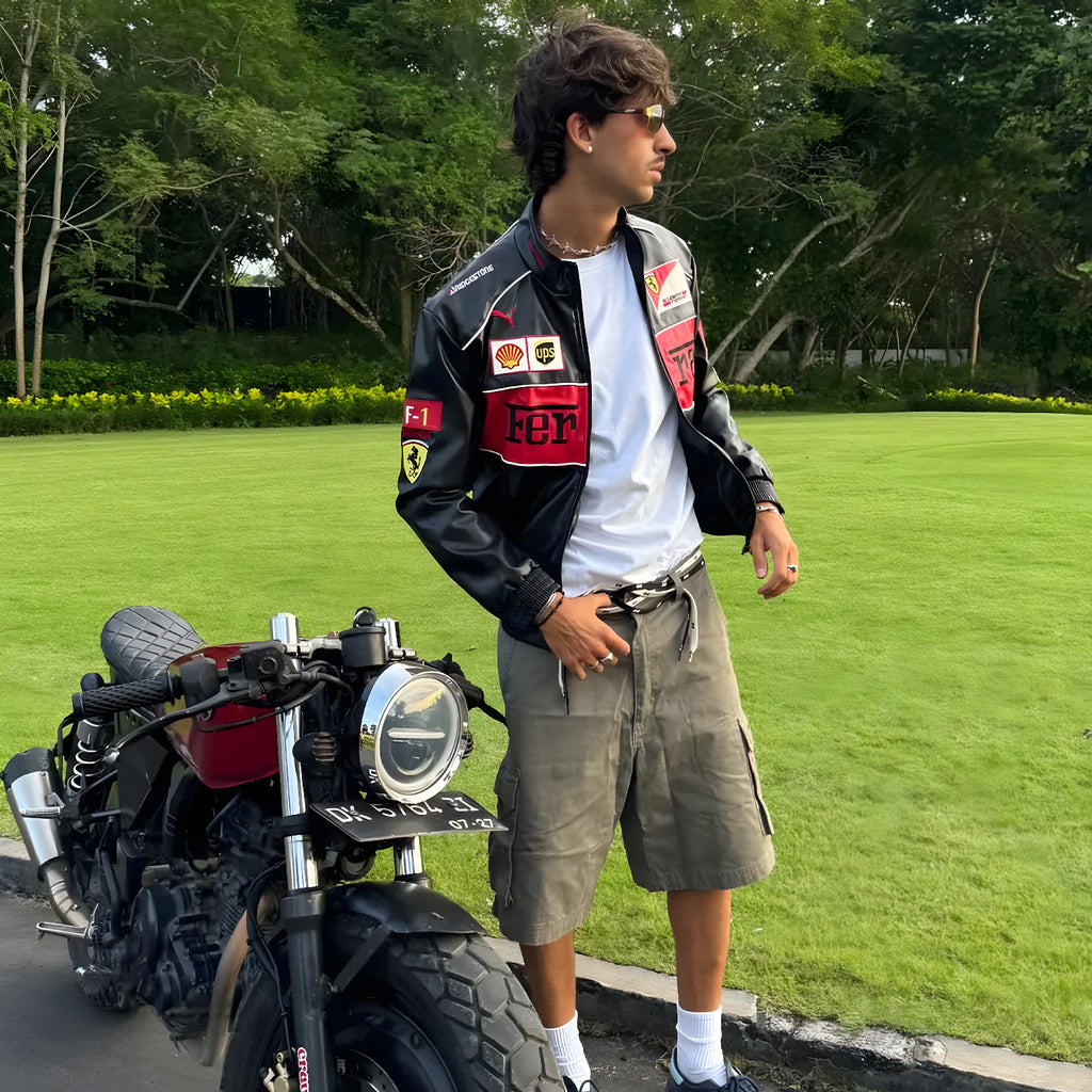 Vintage Ferrari F1 Leather Jacket - Red Edition