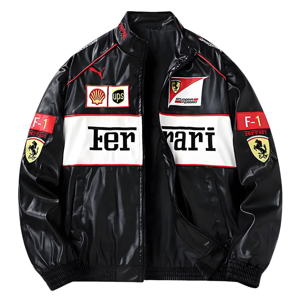 Vintage Ferrari F1 Leather Jacket - White Edition