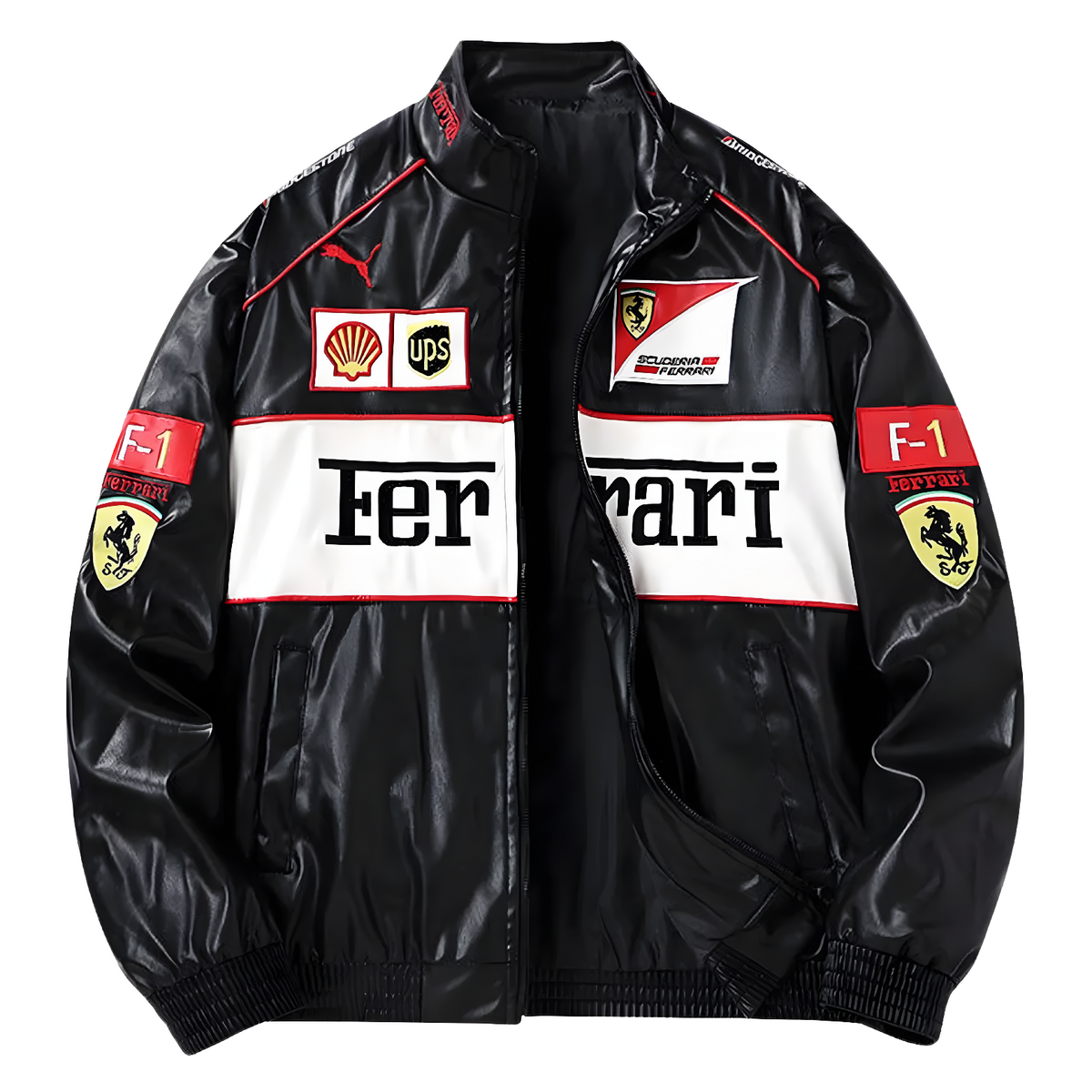 Vintage Ferrari F1 Leather Jacket - White Edition