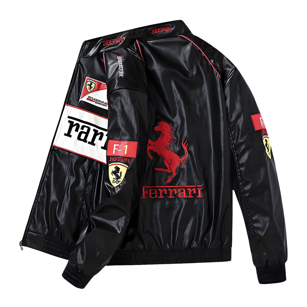 Vintage Ferrari F1 Leather Jacket - White Edition
