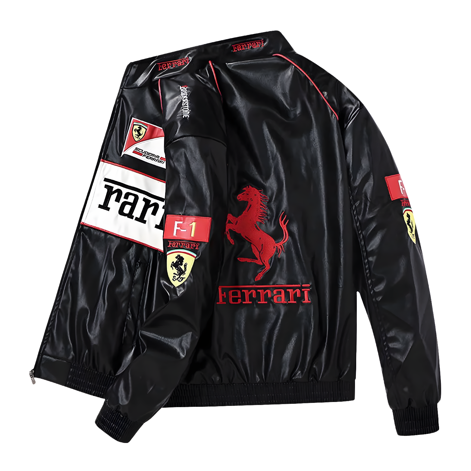 Vintage Ferrari F1 Leather Jacket - White Edition