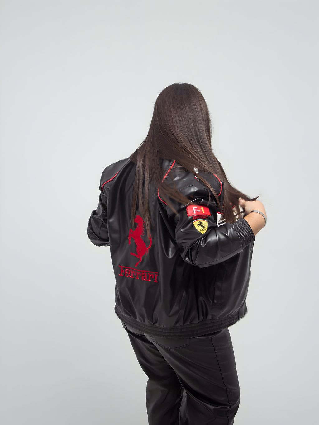Vintage Ferrari F1 Leather Jacket - White Edition