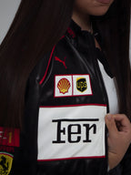 Vintage Ferrari F1 Leather Jacket - White Edition