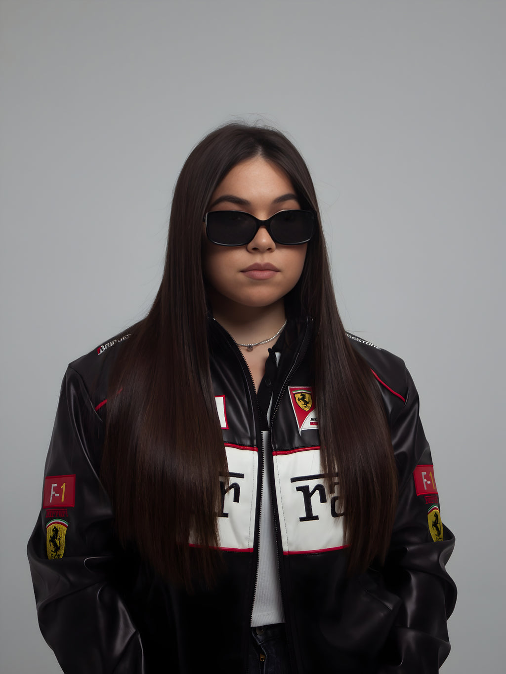Vintage Ferrari F1 Leather Jacket - White Edition