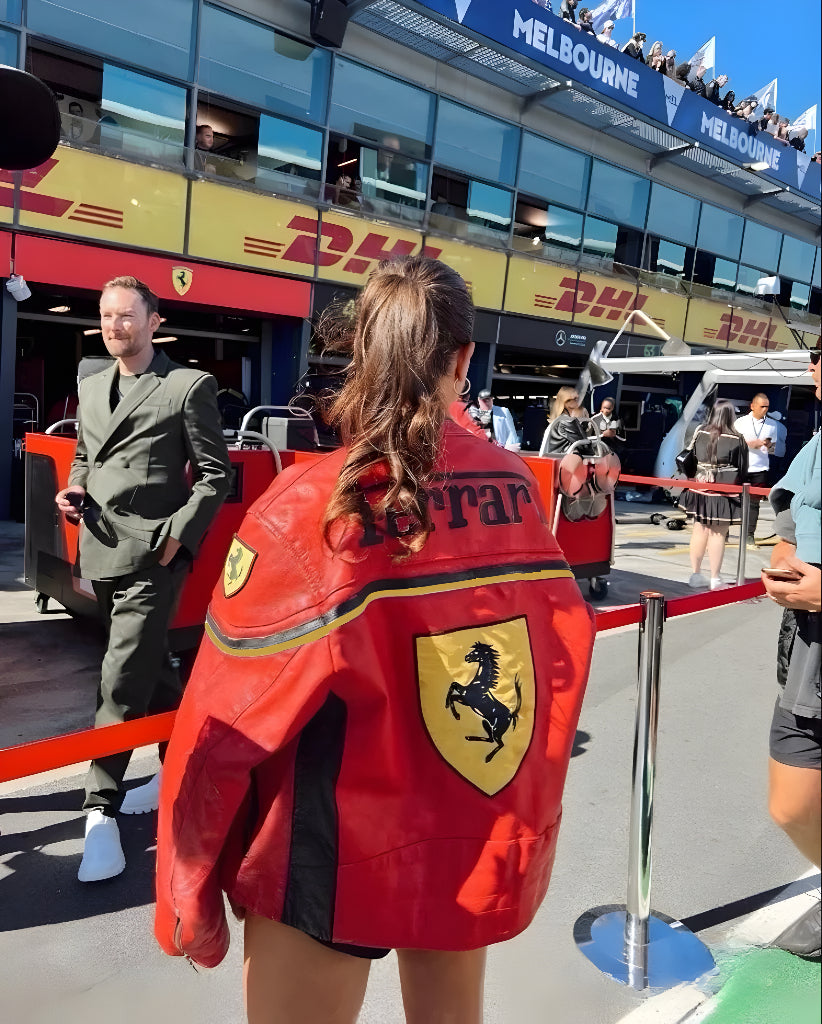 Y2K Style Ferrari Racing Biker Leather Jacket