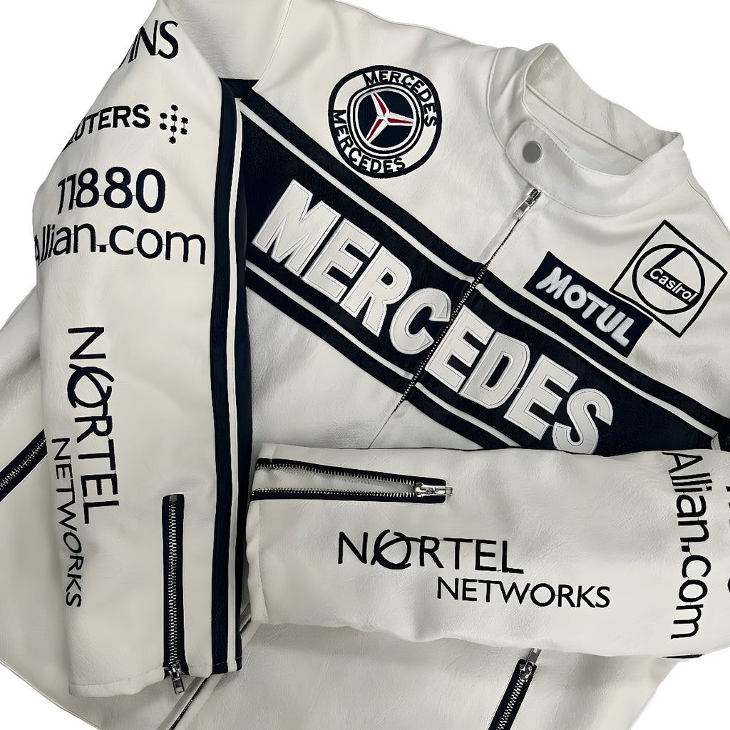 MERCEDES-BENZ White Leather Jacket
