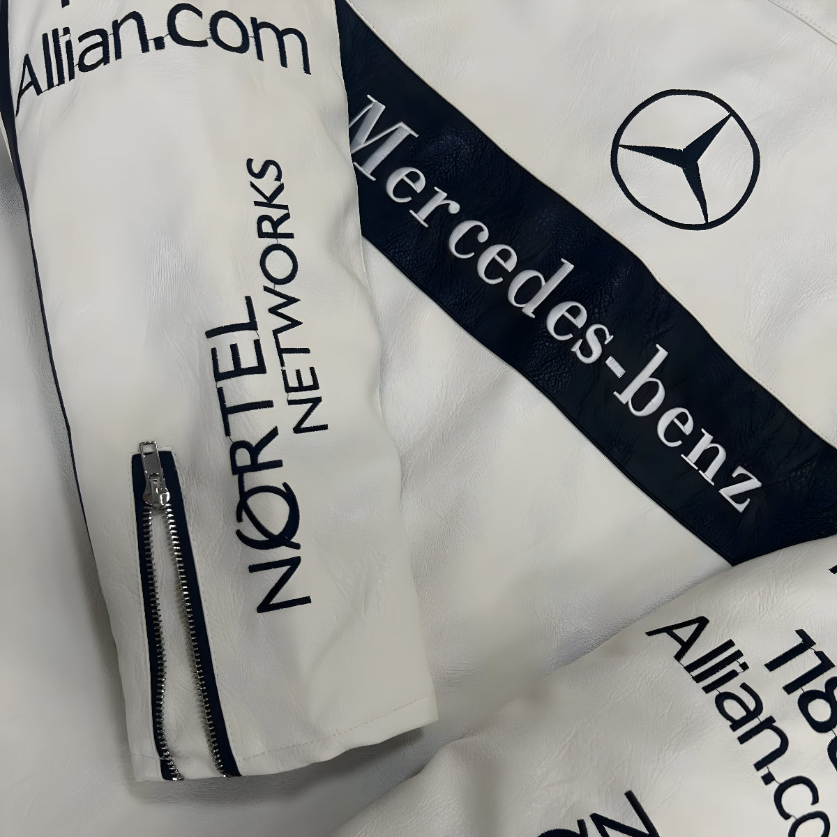 MERCEDES-BENZ White Leather Jacket