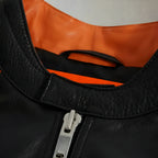 Vintage Style McLaren Racing Leather Jacket - Black and Orange