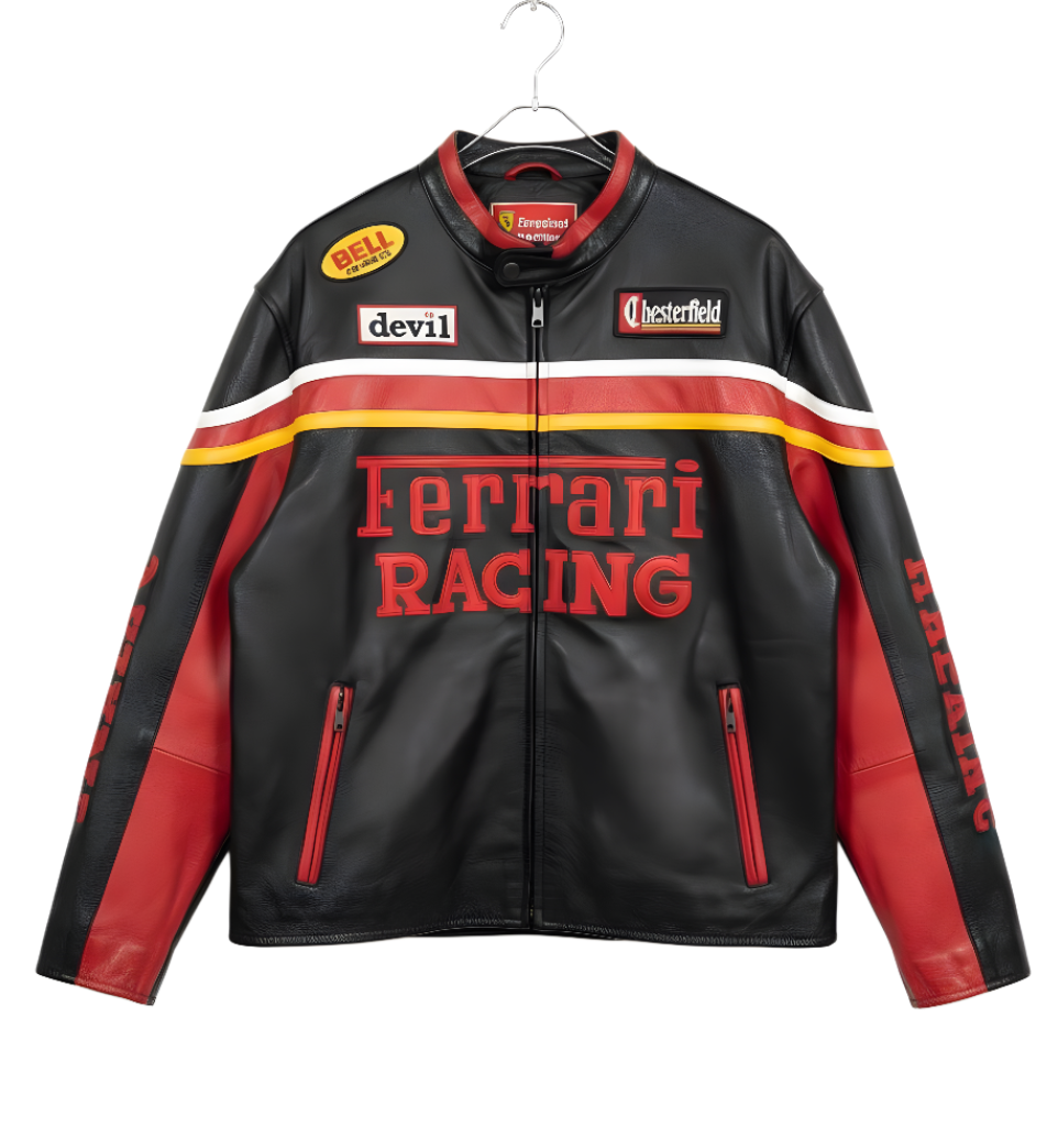 Vintage Ferrari Racing Leather Jacket - Retro F1 Style