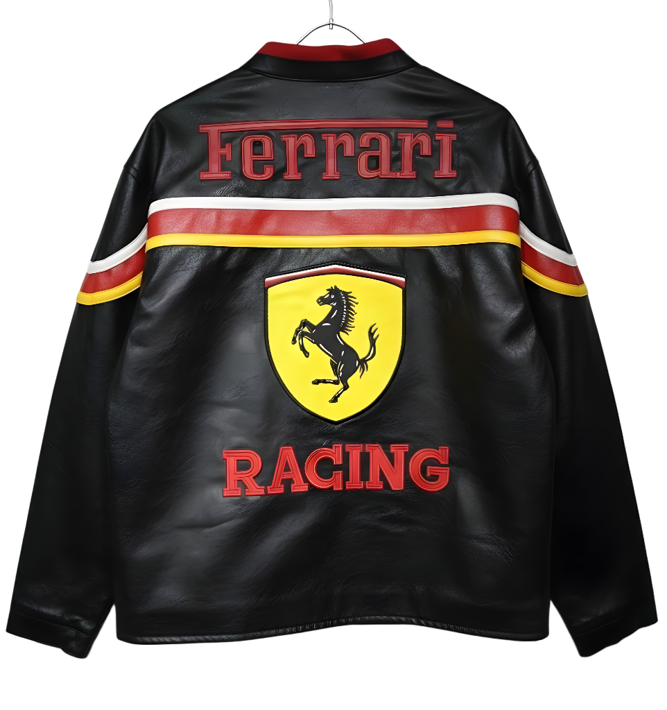 Vintage Ferrari Racing Leather Jacket - Retro F1 Style