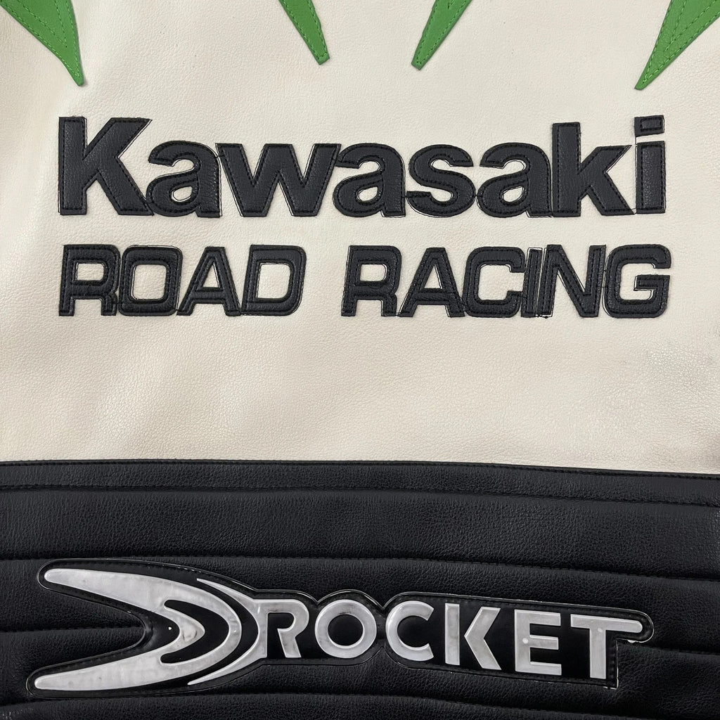 Kawasaki x Joe Rocket Racing Leather Jacket - White and Green Edition