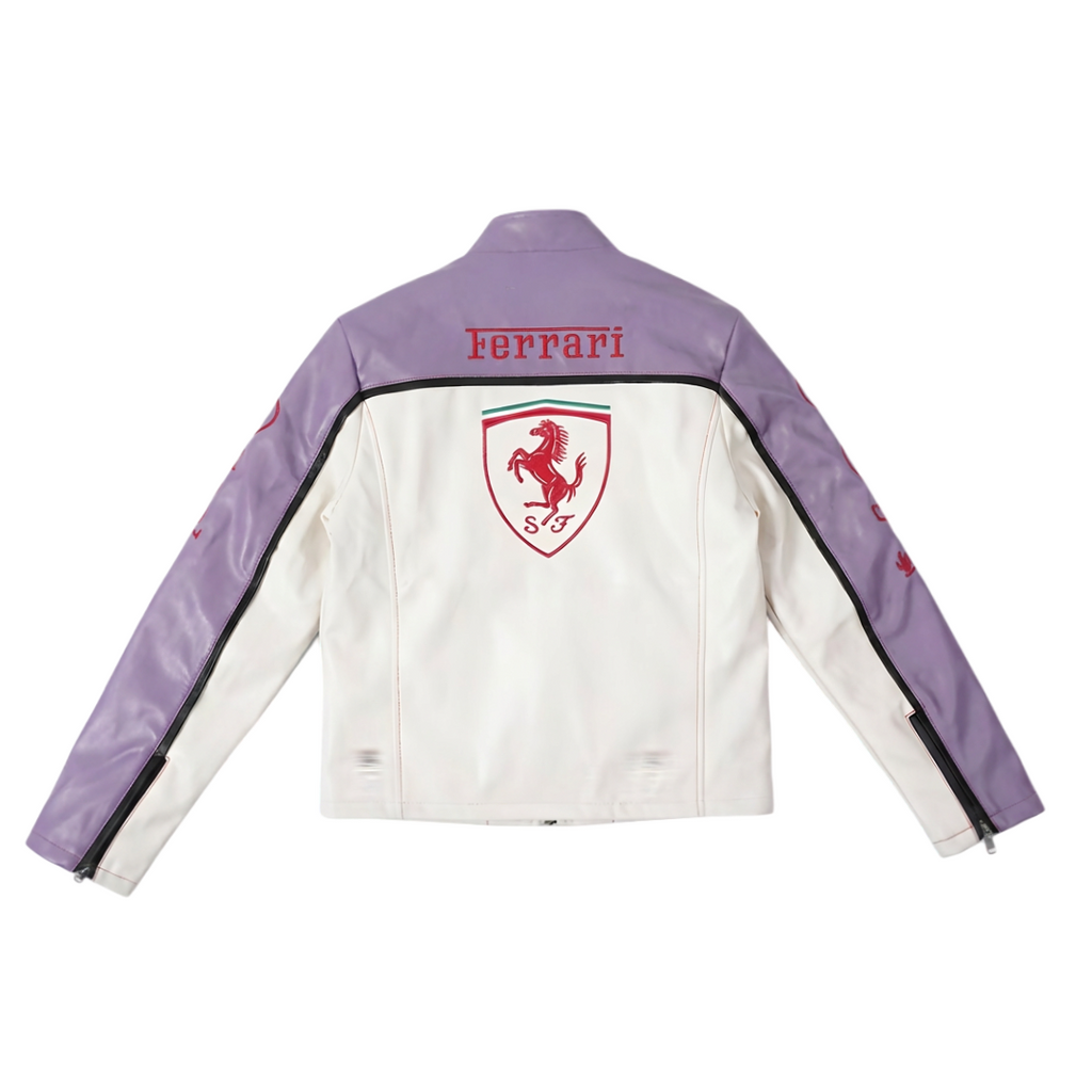 Ferrari F1 Leather Jacket - White and Purple Edition