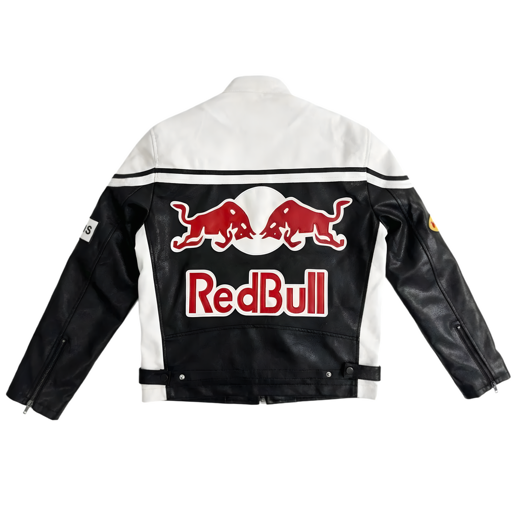 Red Bull F1 Leather Jacket - Black and White Edition