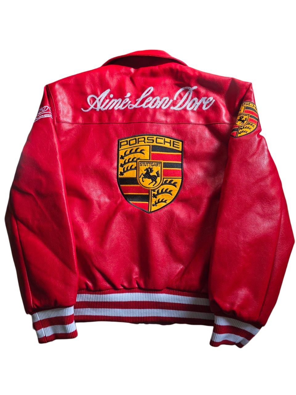 Aime Leon Dore × Porsche Red Leather Jacket