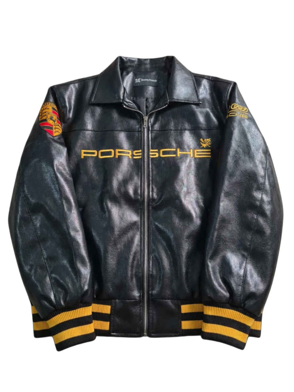 Aime Leon Dore × Porsche Black Leather Jacket