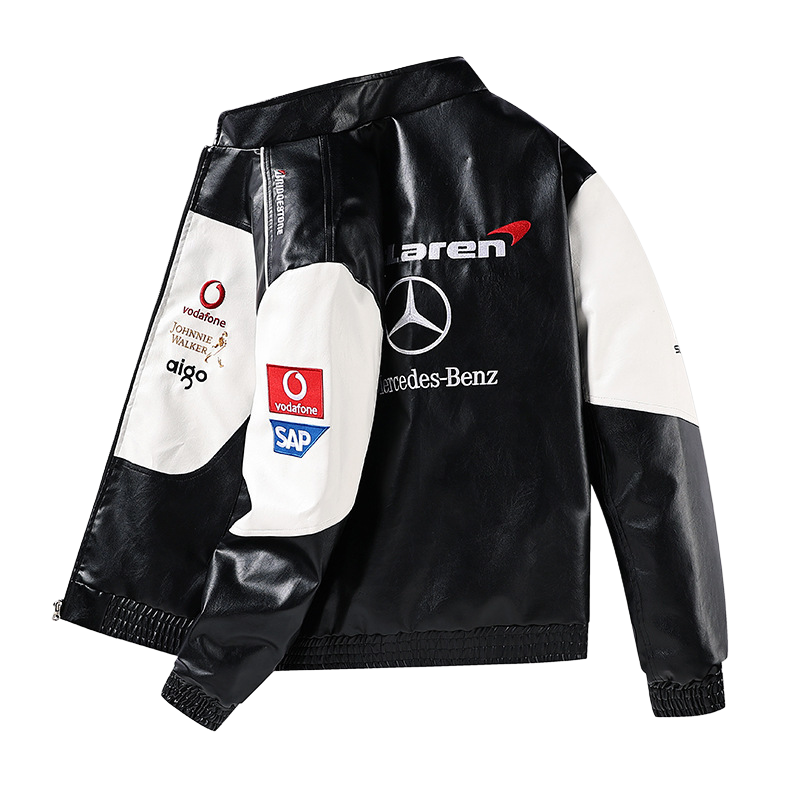 McLaren Mercedes Vintage Leather Jacket - Retro F1 Style