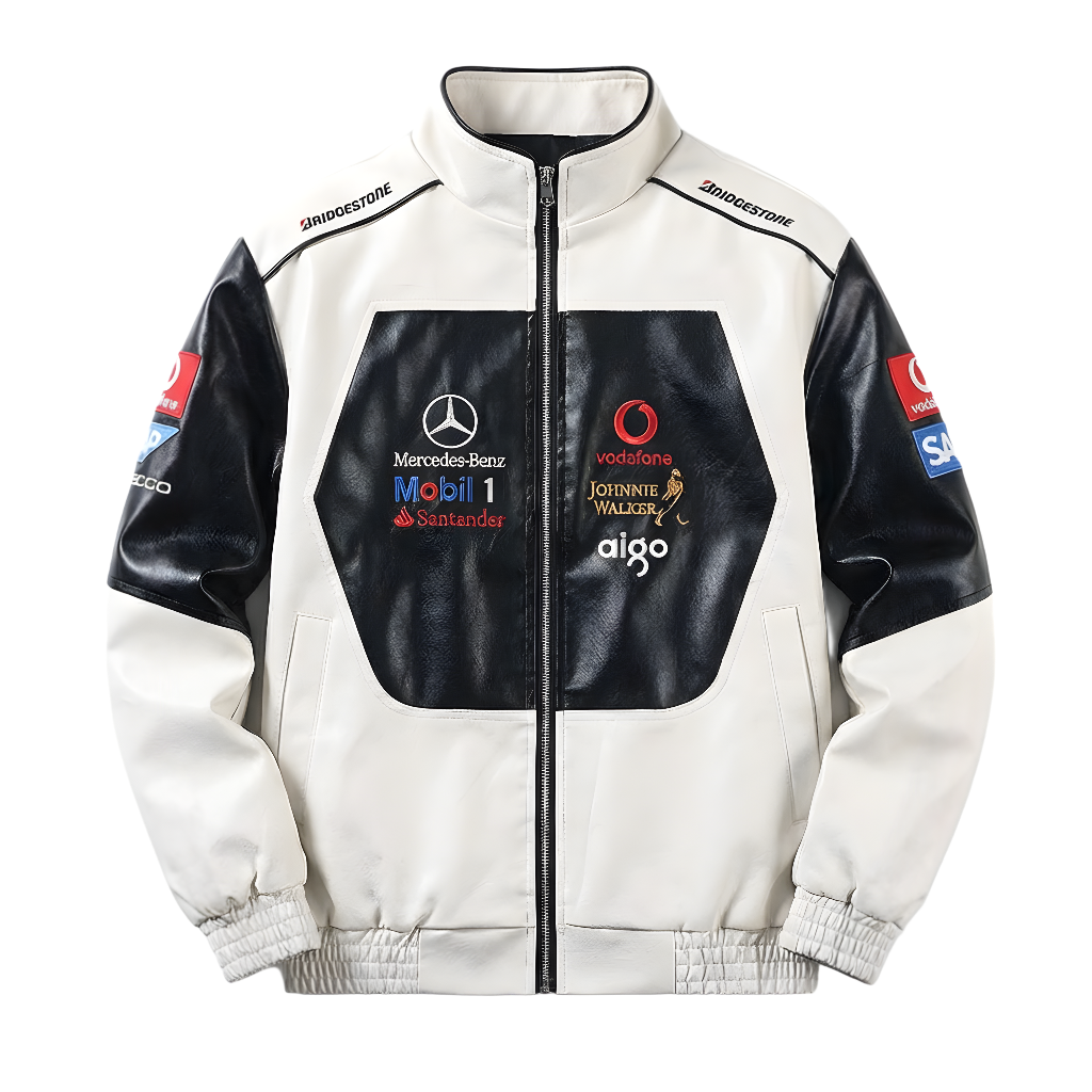 Vintage Leather McLaren Mercedes Jacket - Retro F1 Style