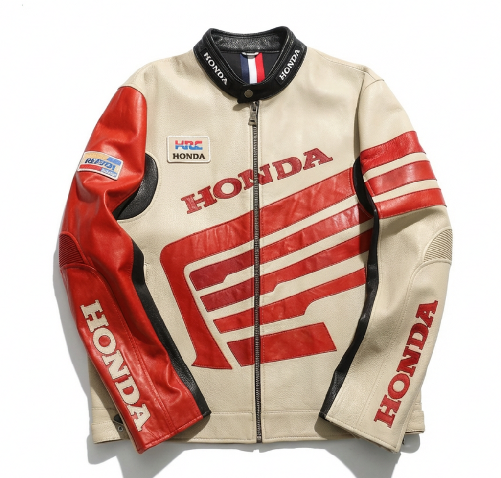 Honda Racing Corporation Leather Jacket - Retro Motorsport Style
