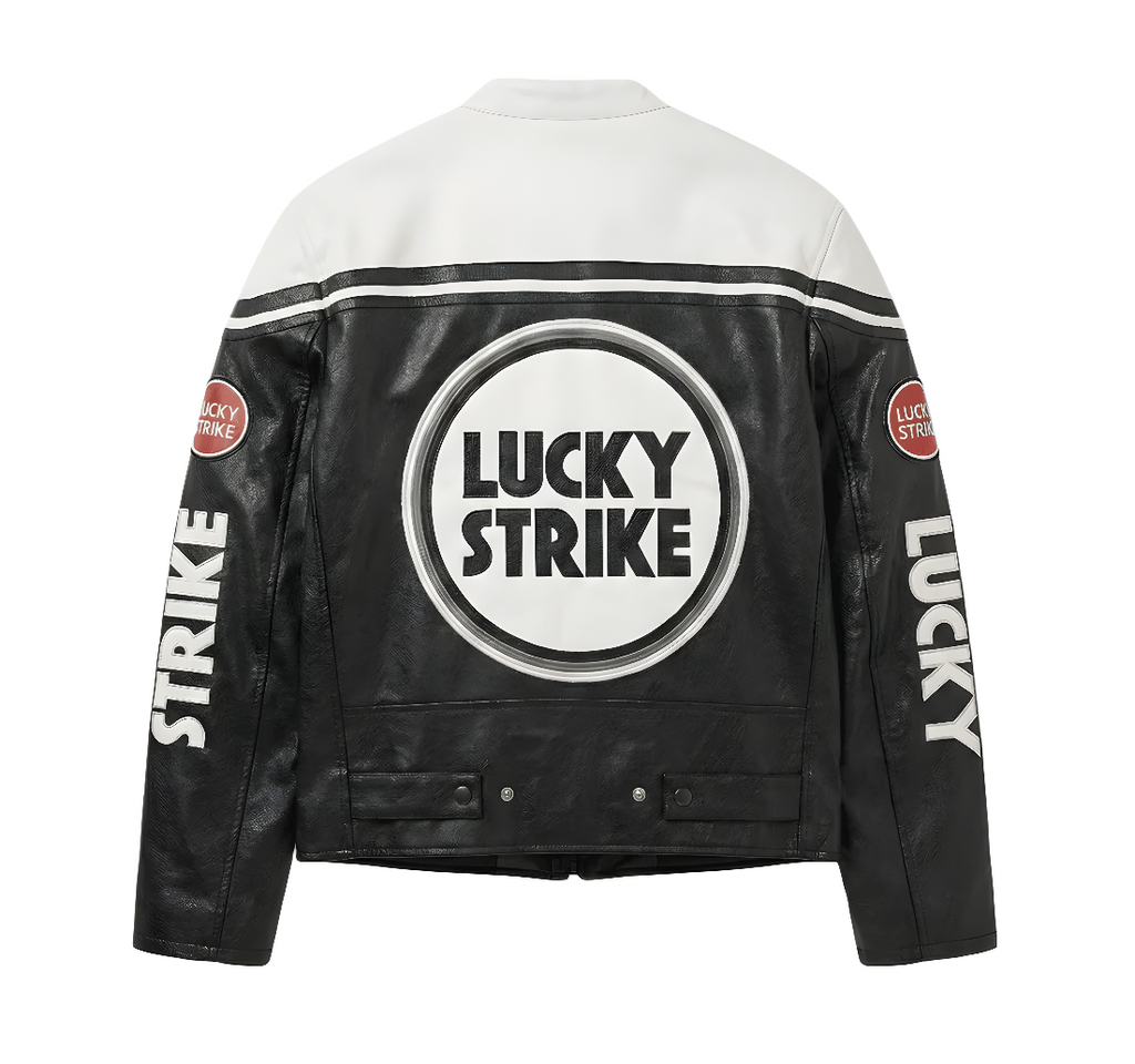 Lucky Strike Racing Leather Jacket - White Edition