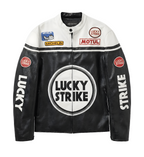 Lucky Strike Racing Leather Jacket - White Edition