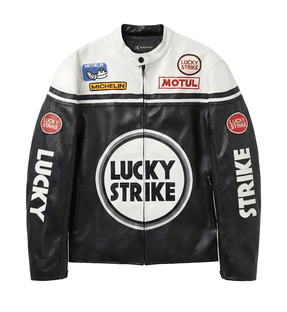Lucky Strike Racing Leather Jacket - White Edition