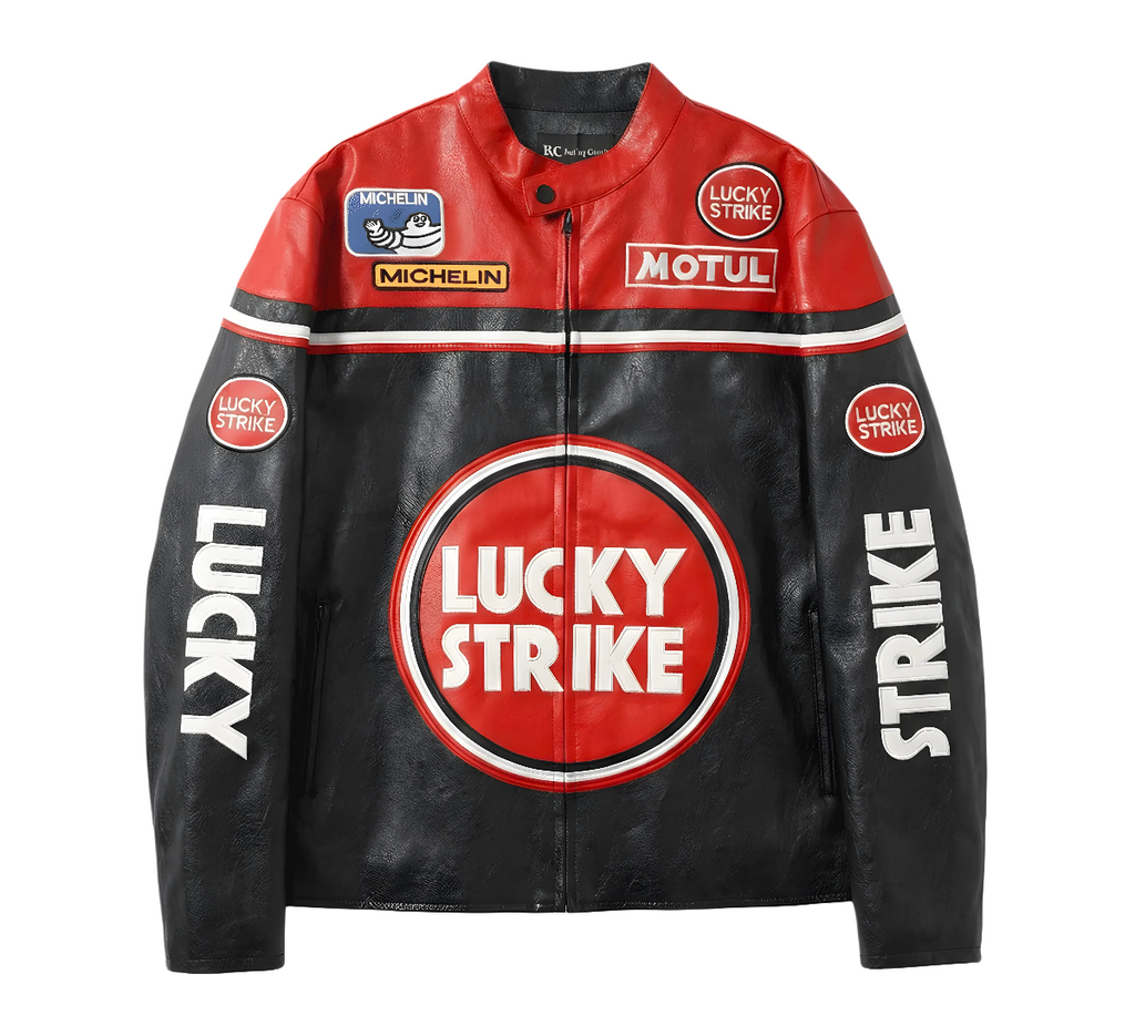 Lucky Strike Racing Leather Jacket - Red Edition