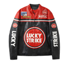 Lucky Strike Racing Leather Jacket - Red Edition