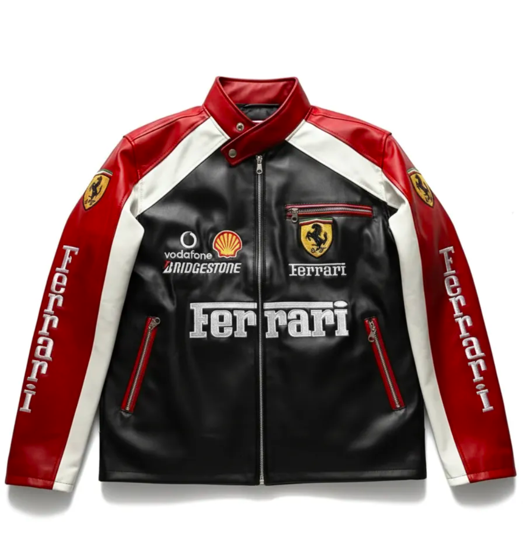 Ferrari F1 Racing Style Leather Jacket - Collector's Edition