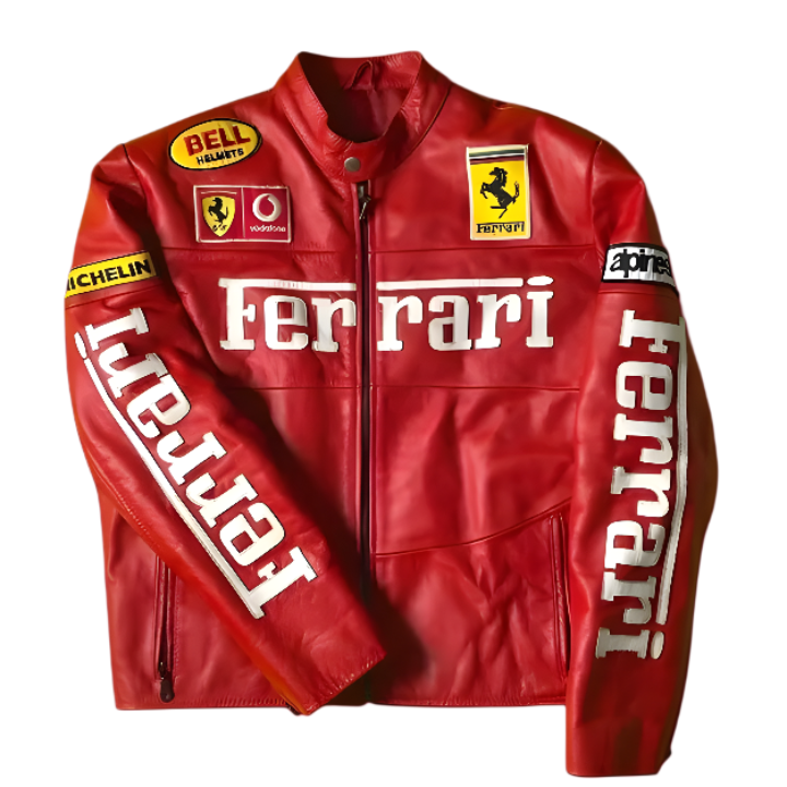 Exclusive Ferrari F1 Racing Style Leather Jacket