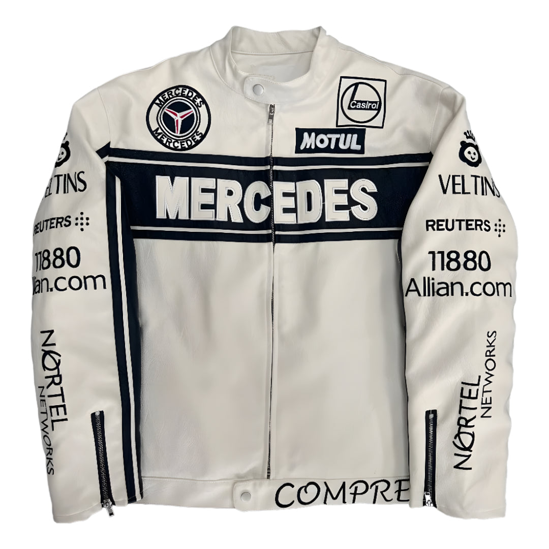 MERCEDES-BENZ White Leather Jacket