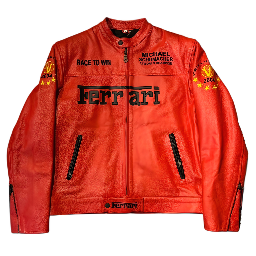 Red Ferrari Leather Jacket - Michael Schumacher Edition
