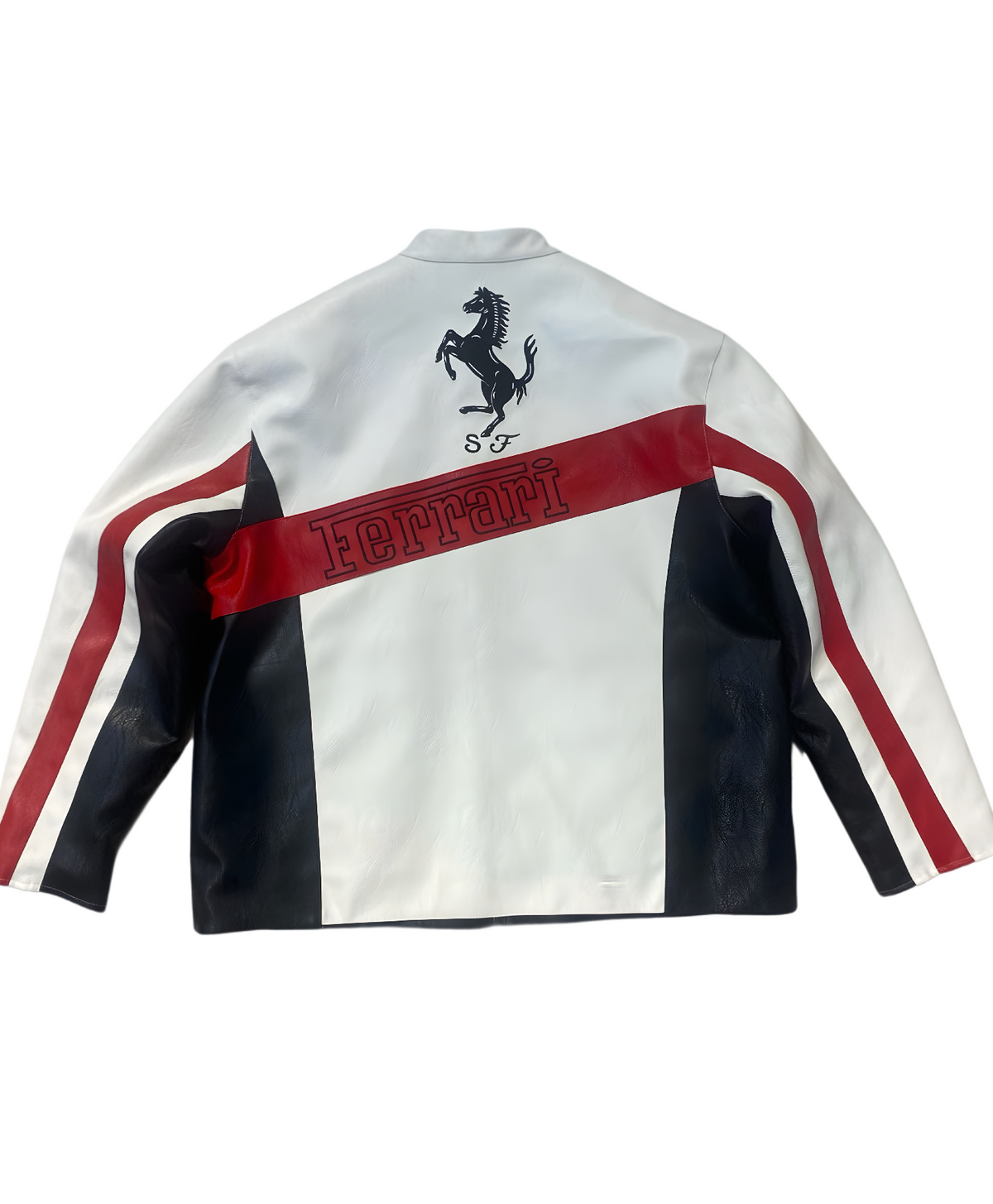 Vintage Ferrari F1 Michael Schumacher Leather Jacket - White and Red Edition