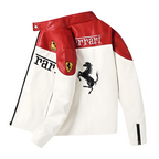 Ferrari F1 Leather Jacket - White and Red Edition