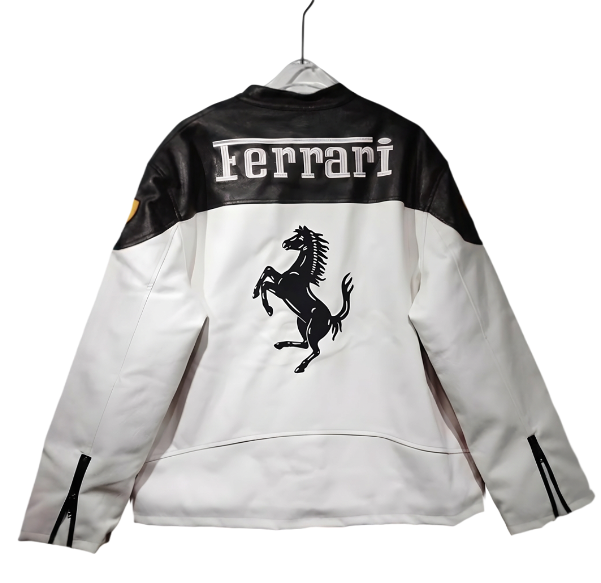 Ferrari F1 Leather Jacket - Black and White Edition