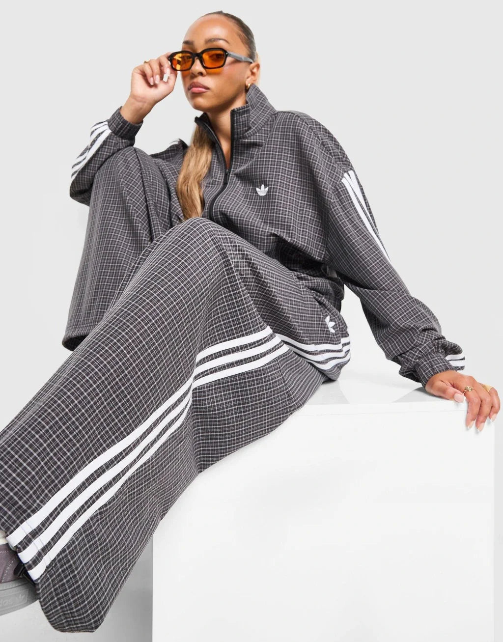 Adidas Originals Pantalón Deportivo de Cuadros - Negro